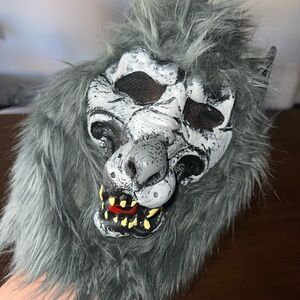 Gray Wolf Mask with Fur - Halloween